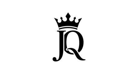 Elegant JQ Monogram Logo with Crown Symbol for Royal Branding and Design applications