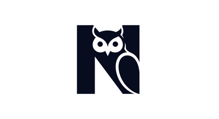 Elegant owl and letter N logo design, a fusion of nature and typography providing a modern aesthetic