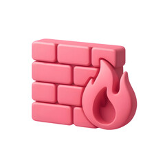 Pink firewall concept with fire element digital art protecting data and security