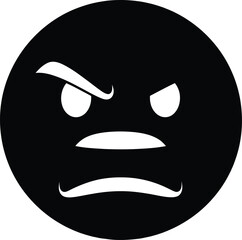Fototapeta premium Angry face emoji expressing anger and frustration with stark black and white contrast