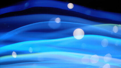 Abstract blue waves with bokeh lights ethereal flowing light show and soft focus dreamy ambiance