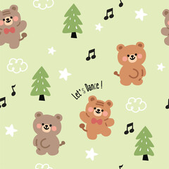 Fototapeta premium Playful Bear Cartoon Vector Seamless Illustration