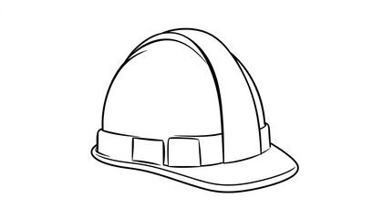 Simple black line drawing of a hard hat, isolated on white,  productivity,  worker