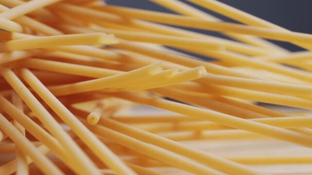 Italian pasta Bucatini or perciatelli thick spaghetti like pasta with a hole running through the center 