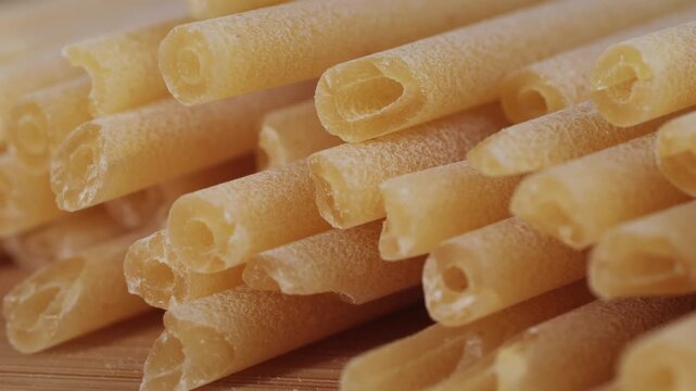 Italian pasta Bucatini or perciatelli thick spaghetti like pasta with a hole running through the center 