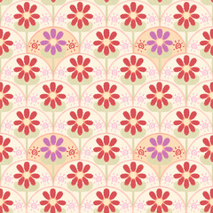 This simple yet elegant hand-painted pastel floral scallop pattern is perfect for home decor, wallpaper, fabrics, and more.