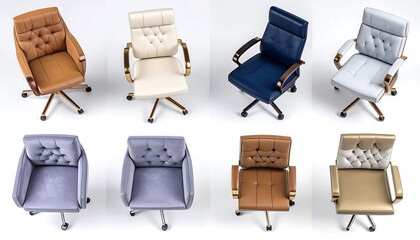 High-angle view of office chairs