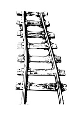 Vector Detailed of railway tracks with ties and fasteners.