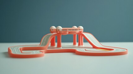 Pink toy track with bridge