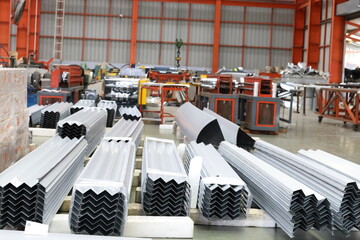 Metal Steel sheets in warehouse, rolled metal product. aluminum metal sheet, stock materials in the steel coil storage area, rolls metal sheet high quality durable meet standards industry.