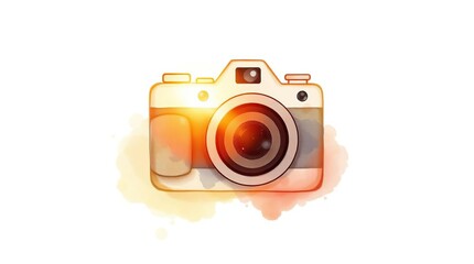 Watercolor Camera Illustration.