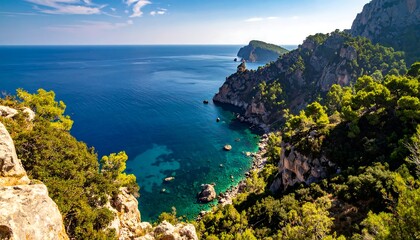 Naklejka premium Coastal view, cliffs, turquoise water