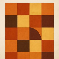 Earth Tone Geometric Pattern &ndash; Abstract Retro Shapes Composition