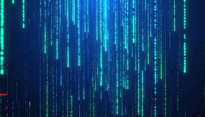 Abstract Digital Rain Background with Blue and Green Code Lines