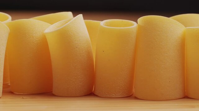 Italian pasta Paccheri, Cannelloni type of pasta in the shape of a very large tube, originating from Campania