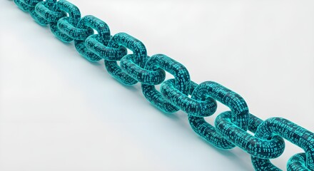 Digital glowing security chain link concept on white background for technology and connections