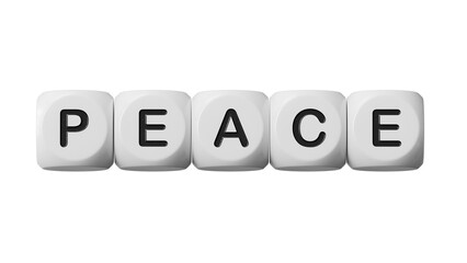 Peace. wooden dice form the word Peace. An extensive concept of the word Peace used in various areas of business and life.Supports PNG files with transparent backgrounds.
