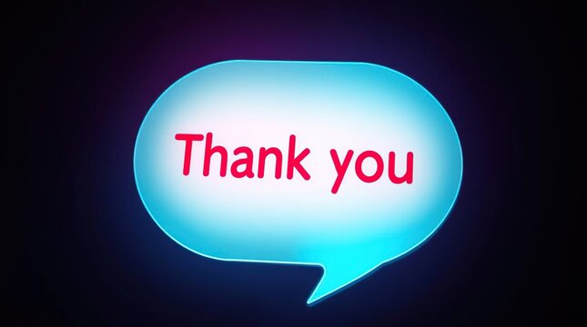 Neon Thank You Speech Bubble.