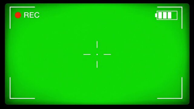 Blank green screen interface with recording indicator and battery level