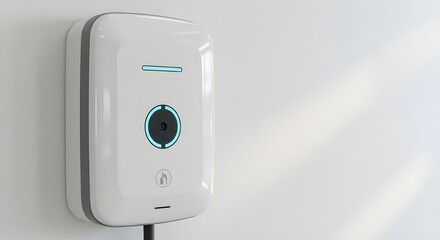 Electric vehicle charger wall box for home on white background