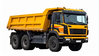Yellow Dump Truck Isolated on White Background