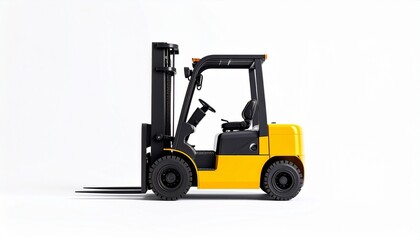 Yellow Forklift Truck Isolated on White Background