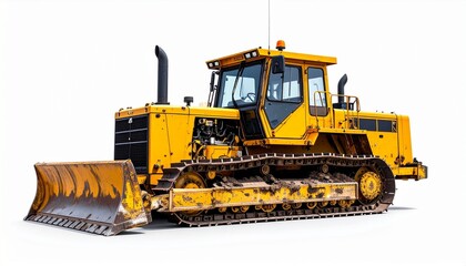 Obraz premium Yellow Bulldozer Isolated on White Background