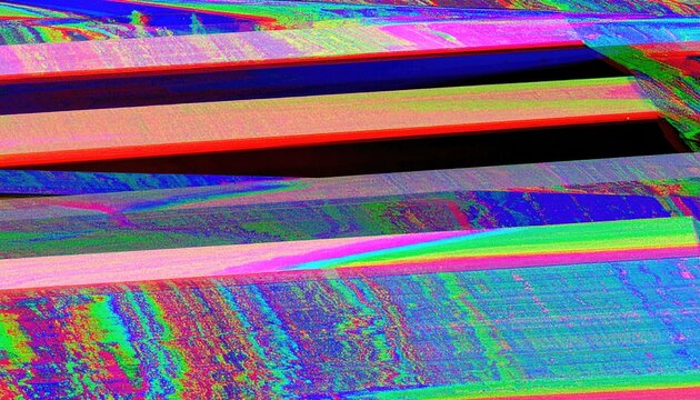 Abstract Glitch Art with RGB Diagonal Lines