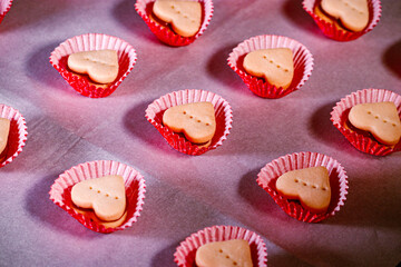 Heart cookies decorated for Valentine’s Day
