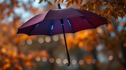 Autumn Umbrella with Rainy Day, and Lights.