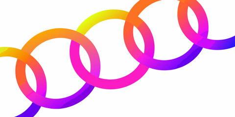 Fototapeta premium Abstract gradient rings connected in a flowing chain against a white background