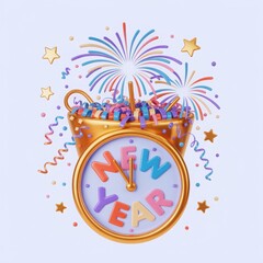 Celebrate new year's eve with a burst of fireworks and festive clock countdown to a bright future