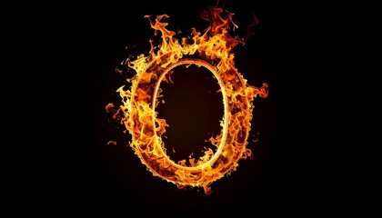 Fiery number zero against black background