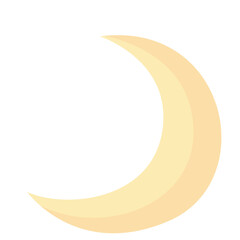 Yellow crescent moon, iconic symbol of Islam and Ramadan perfect for religious or festive themes.