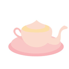 Pink teapot with gold trim, elegant drinkware illustration ideal for tea ceremonies or cultural themes.

