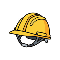 Fototapeta premium A bright yellow cartoon hard hat symbolizes essential head protection and safety protocols for workers in construction and industrial settings.