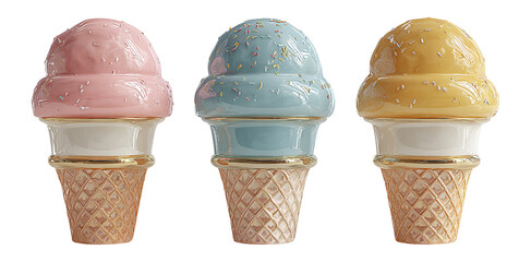 Colorful Ice Cream Cones with Sprinkles in Modern Design