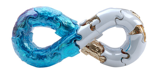 Abstract Infinity Symbol with Blue Water and White Details
