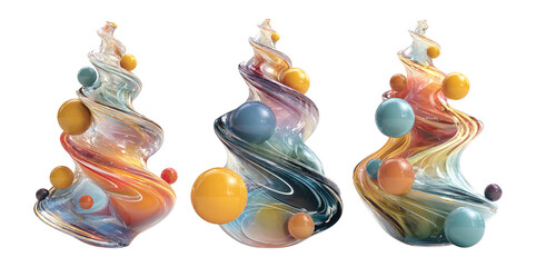 Colorful Swirling Glass Sculptures with Glossy Decorative Orbs