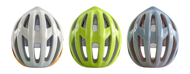 Three Colorful Bicycle Helmets in Bright Modern Design Styles