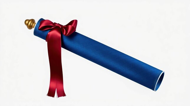 Blue Diploma Scroll with Ribbon.