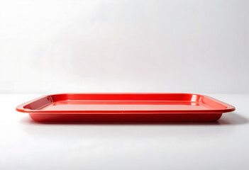 Healthy packed lunch on tray for child, School lunch Red Blank tray , Vegetarian menu, Serving tray of healthy food isolated on white background, Tray with tasty food.