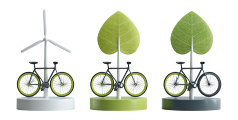 Eco-Friendly Bicycle Models with Leaf and Wind Turbine Designs