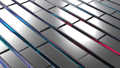 Abstract Silver Geometric Pattern with Diagonal Lines and RGB Highlights