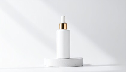 White Matte Pump Bottle Packaging Mockup on Plinth