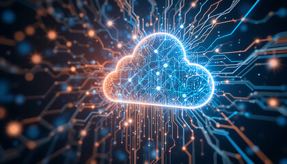 Obraz premium Cloud Computing Architecture and Data Transmission Framework Showcasing Scalable Infrastructure, Secure Data Flow, Cloud Storage, Virtualized Networks, and Reliable Communication Channels