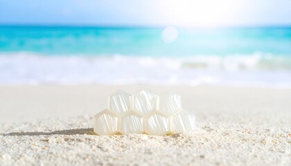 White Pearl Honeycomb Cells on Sandy Beach