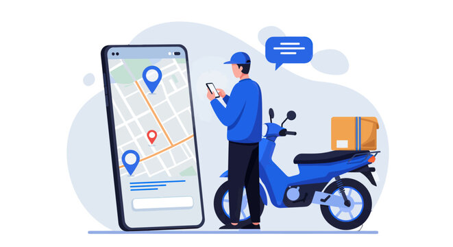 Mobile Phone Displaying Map Navigation App with Location Markers
