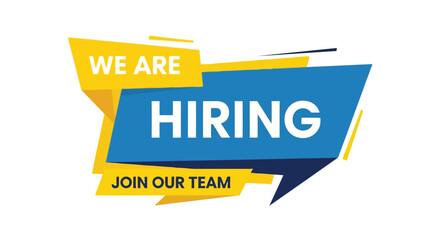 Vector illustration of we are hiring join our team text in a speech bubble