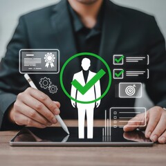 Successful hiring and recruitment process with digital tools and candidate verification for employee selection